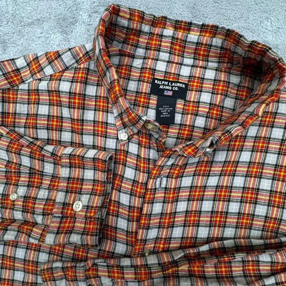 Ralph Lauren Jeans Co. Men's Flannel Shirt Size 2XT Long Sleeve Button Front